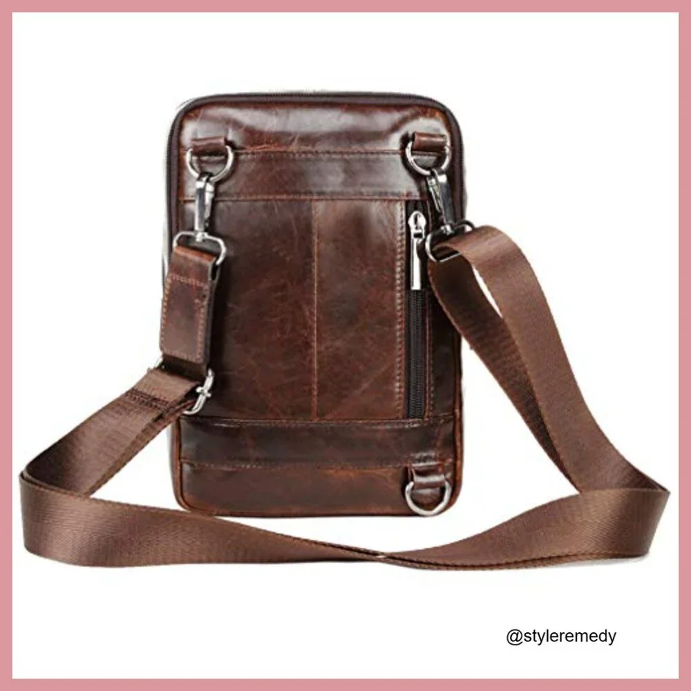 Genuine Leather Messenger Bag for Business Travel Outdoor